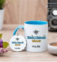 Elektrik Elektronik Mühendisi Mavi Kupa Bardak Ve Anahtarlık Set