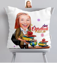 BK Gift Kişiye Özel Bayan Öğretmen Karikatürlü  Yastık  4