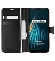 Microsonic Realme 5i Kılıf Delux Leather Wallet Siyah