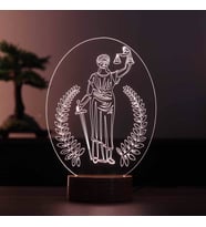 Adalet Terazisi Led Gece Lambası Ahşap Taban 7 Farklı Işık Renkli