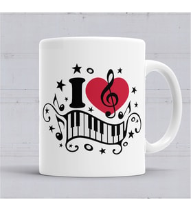 I Lowe Muzic Seni Seviyorum Müzik Kupa Bardak  Porselen