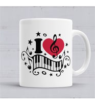 I Lowe Muzic Seni Seviyorum Müzik Kupa Bardak  Porselen
