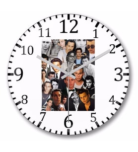 Johnny Depp Collage Duvar Saati Bombeli Gercek Cam