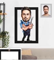 Kişiye Özel Berber Karikatürlü 3D Ahşap Tablo 30x47 Bay-2