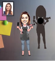Kişiye Özel Kuaför Bayan Karikatürlü Ahşap Magnet Mod-2