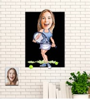 Kişiye Özel Tenis Oyuncusu Karikatür Ahşap Tablo