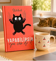 Yapabilirsin Kedi Defter & El Yapımı Kiraz Kupa