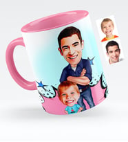 BK Gift Kişiye Özel Baba Oğul Karikatürlü Pembe Kupa Bardak  2