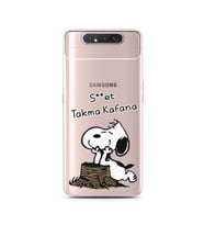 Snoopy Tasarımlı Süper Şeffaf Silikon Telefon Kılıfı Samsung A80