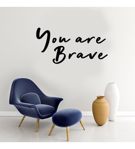 New Jargon - El Yazısı ile Yazılmış You Are Brave Yazısı Sticker 60x30cm - Siyah