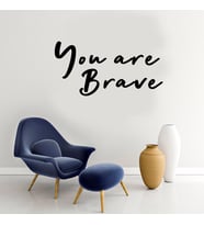 New Jargon - El Yazısı ile Yazılmış You Are Brave Yazısı Sticker 60x30cm - Siyah