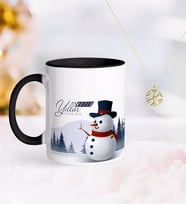 BK Gift Kişiye Özel Yılbaşı Mutlu Yıllar Siyah Kupa ve Kar Tanesi Kolye-19 (Model 1)