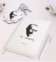 BK Gift Kişiye Özel Atatürk Temalı Beyaz Defter Kalem ve Anahtarlık Hediye Seti-23 (Model 1)
