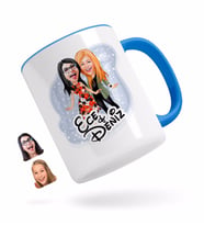 BK Gift Kişiye Özel Kız Kardeş Karikatürlü Mavi Kupa Bardak-1