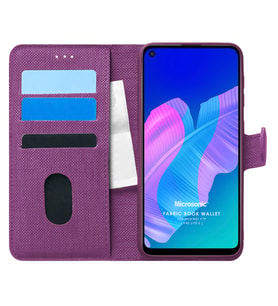 Microsonic Huawei P40 Lite E Kılıf Fabric Book Wallet Mor