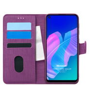 Microsonic Huawei P40 Lite E Kılıf Fabric Book Wallet Mor