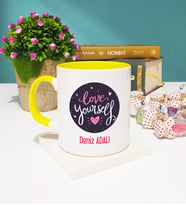 Love Yourself Tasarımlı Kişiye Özel Kupa Bardak Sarı