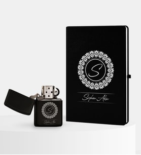BK Gift Kişiye Özel İsimli Siyah Defter ve Benzinli Çakmak Seti - 2