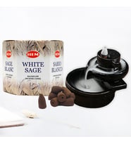 White Sage HEM Backflow Geri Akış Koni Tütsü ve Şelale Tütsülük Seti