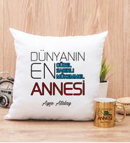 Dünyanın En İyi Annesi Yastık ve Gold Kupa Bardak