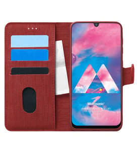 Microsonic Samsung Galaxy M30 Kılıf Fabric Book Wallet Kırmızı