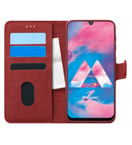 Microsonic Samsung Galaxy M30 Kılıf Fabric Book Wallet Kırmızı
