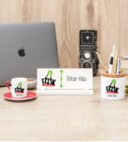 Fizik Mühendisi Kırmızı Türk Kahvesi Fincanı Kalemlik Ve Masa İsimliği Hediye Seti