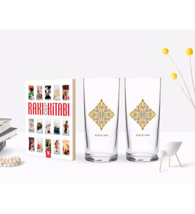 BK Gift Kişiye Özel Renkli Baskılı İsimli İkili Rakı Bardağı ve Rakı Cep Kitabı Hediye Seti-109 (Model 1)