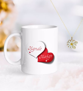 BK Gift Kişiye Özel Sevgililer Günü Kupa ve Çift İsimli Papatya Kolye-24 (Model 1)