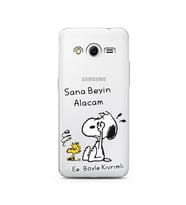 Snoopy Tasarımlı Süper Şeffaf Silikon Telefon Kılıfı Samsung Core 2