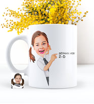 BK Gift Kişiye Özel Kız Öğrenci Karikatürlü Beyaz Kupa Bardak - 3