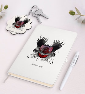 BK Gift Kişiye Özel Hava Kuvvetleri Beyaz Defter Kalem Ve Anahtarlık Hediye Seti (Model 1)