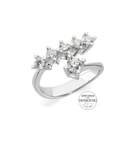 Swarovski Taşlı Birleşik Beştaş Tektaş Gümüş Yüzük Sertifikalı Qr Kodlu
