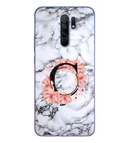Mermer Çiçekli Harf Tasarım Süper Şeffaf Silikon Telefon Kılıfı Xiomai Redmi 9 Ç