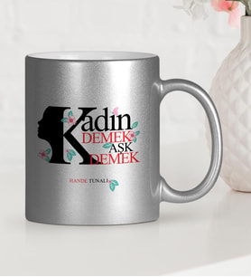 BK Gift Kişiye Özel Kadınlar Günü Gümüş Yaldızlı Kupa Bardak  1