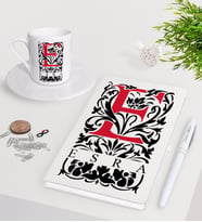BK Gift Kişiye Özel Harfli Beyaz Defter Kalem Türk Kahvesi Fincanı Seti-7 (Model 1)