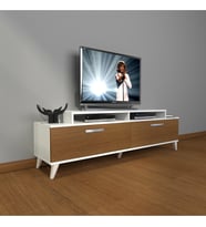 Decoraktiv Ekoflex 4 Slm Retro Tv Ünitesi Tv Sehpası (Beyaz - Ceviz)