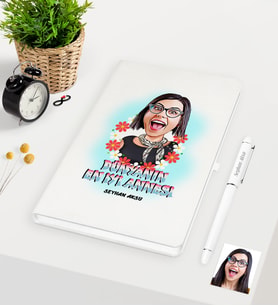 BK Gift Kişiye Özel Dünyanın En İyi Annesi Karikatürlü Beyaz Defter Kalem Seti