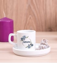 Çiçek Desenli İsme Özel Concept Türk Kahvesi Fincanı