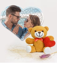 Kalpli Çiçek Ayıcık & Kişiye Özelkalpli  Puzzle (%100 Yerli)