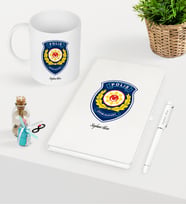 BK Gift Kişiye Özel Polis Çevik Kuvvet Temalı Beyaz Defter Kalem Kupa Seti (Model 1)