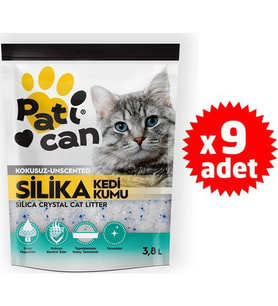 9 ADET PATİCAN SİLİKA KRİSTAL KEDİ KUMU 3.8 LT
