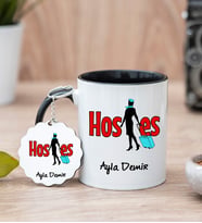 Hostes Siyah Kupa Bardak Ve Anahtarlık Set