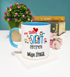 Mesajlı Sınıf Öğretmeni Kupa Bardak Mavi