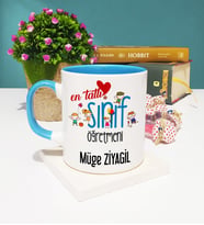 Mesajlı Sınıf Öğretmeni Kupa Bardak Mavi