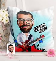 BK Gift Kişiye Özel Bay Gitarist Karikatürlü  Yastık  2