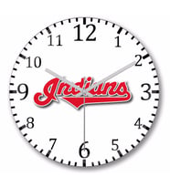 Cleveland Indians Logo Duvar Saati Bombeli Gercek Cam