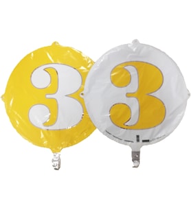FOLYO BALON RAKAM 3 ÇİFT TARAFLI SARI-BEYAZ 18'' - PAKETTE 1 ADET