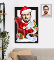 Kişiye Özel Yılbaşı Erkek Karikatürlü 3D Ahşap Tablo 30x47 Model-9