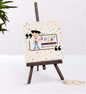 BK Gift Kişiye Özel Kimya Öğretmeni Şovaleli Doğal Taş-2 (Beyaz)